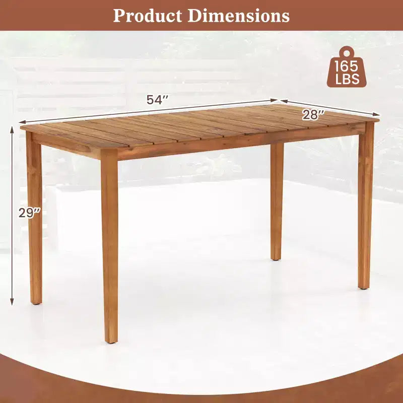 Costway Table de salle à manger rectangulaire d'extérieur 4-6 personnes grande table de bistrot de patio en bois d'acacia