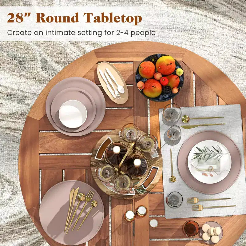 sumyeg Table de Bar Extérieure Ronde 39" en Bois d'Acacia, Table Bistrot de Patio avec Plateau à Lattes, Hauteur Bar pour Balcon, Cour, Jardin