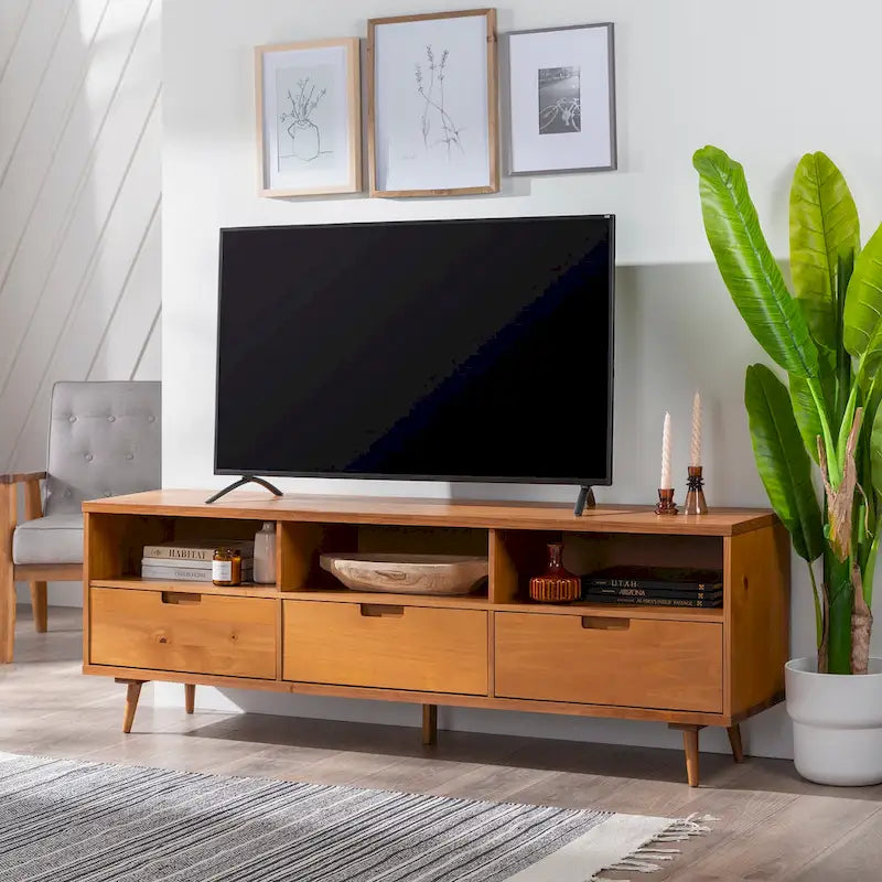 Meuble TV en bois massif Middlebrook Alby 70 po de style Mid-Century