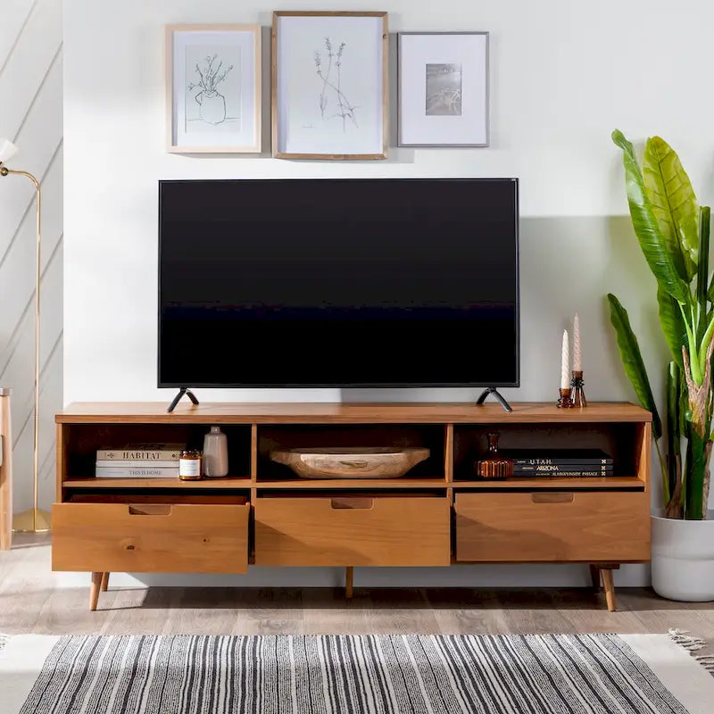 Meuble TV en bois massif Middlebrook Alby 70 po de style Mid-Century