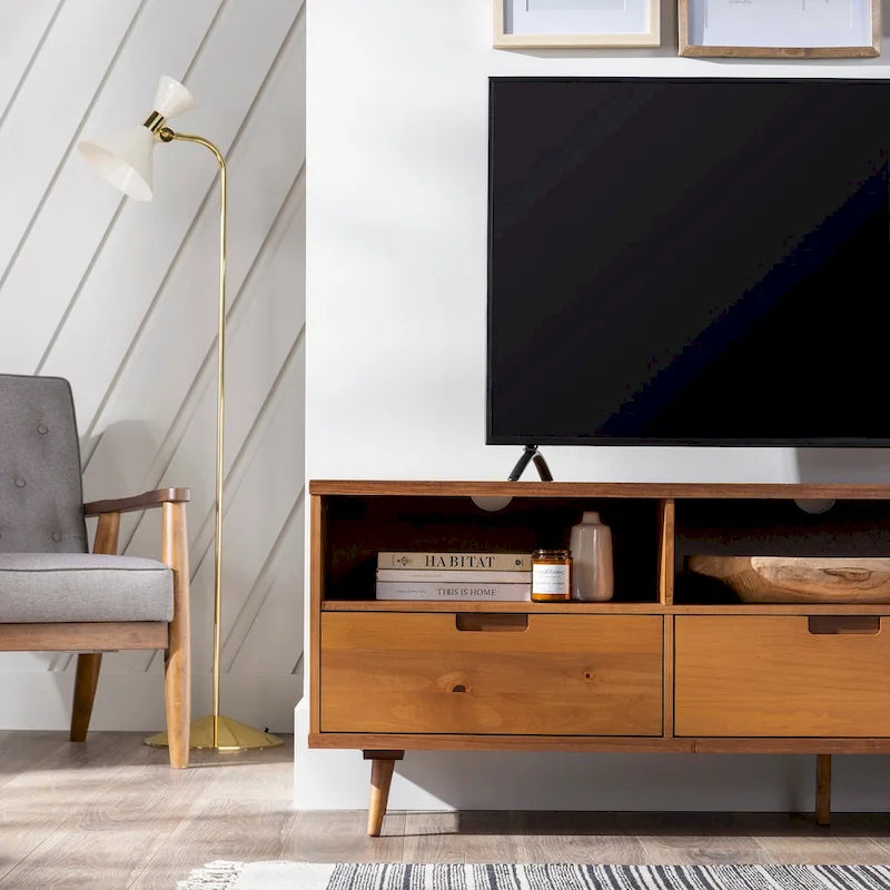 Meuble TV en bois massif Middlebrook Alby 70 po de style Mid-Century