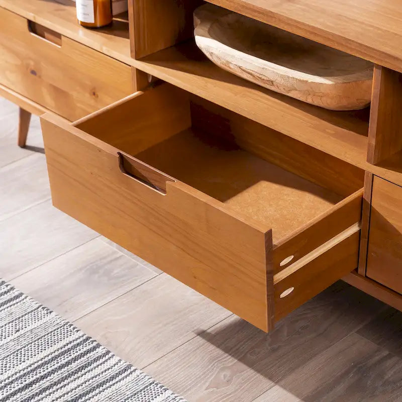Meuble TV en bois massif Middlebrook Alby 70 po de style Mid-Century