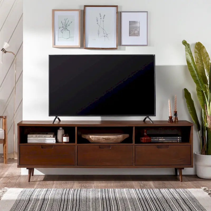 Meuble TV en bois massif Middlebrook Alby 70 po de style Mid-Century