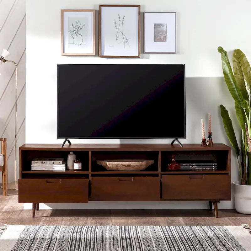 Meuble TV en bois massif Middlebrook Alby 70 po de style Mid-Century