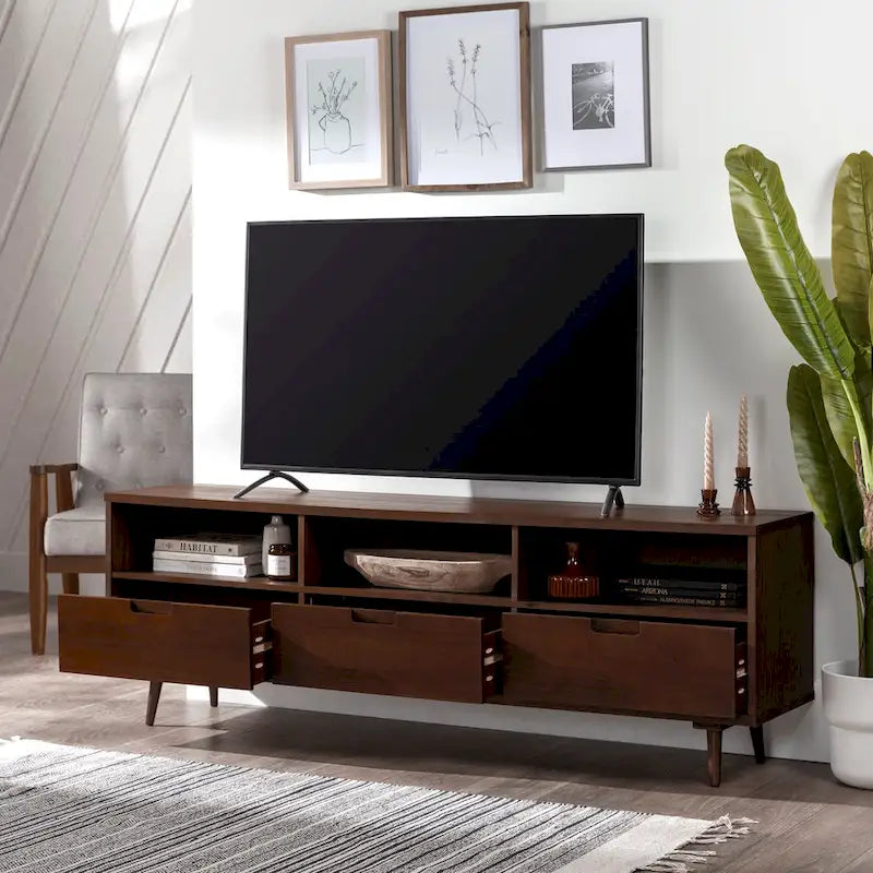 Meuble TV en bois massif Middlebrook Alby 70 po de style Mid-Century