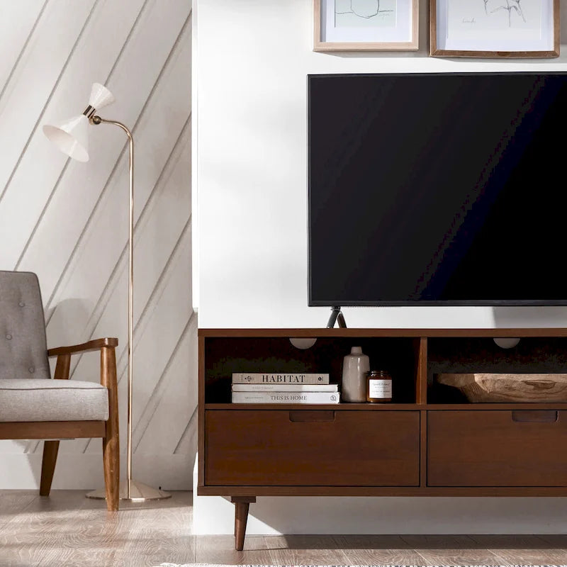 Meuble TV en bois massif Middlebrook Alby 70 po de style Mid-Century