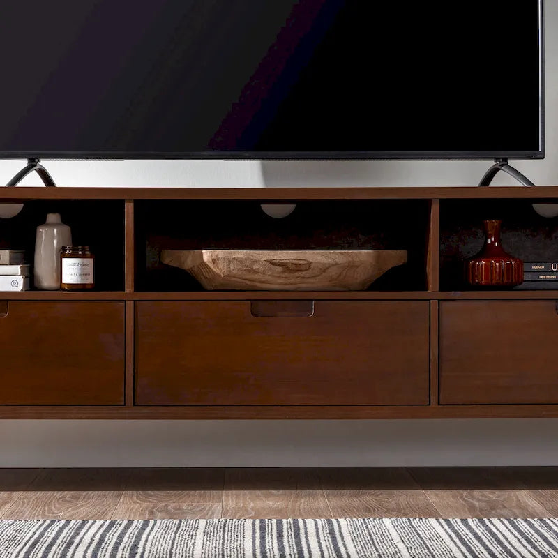 Meuble TV en bois massif Middlebrook Alby 70 po de style Mid-Century