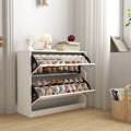 Meuble à chaussures 2 niveaux avec tiroirs pour entrée, chambre, meuble à chaussures avec portes basculantes