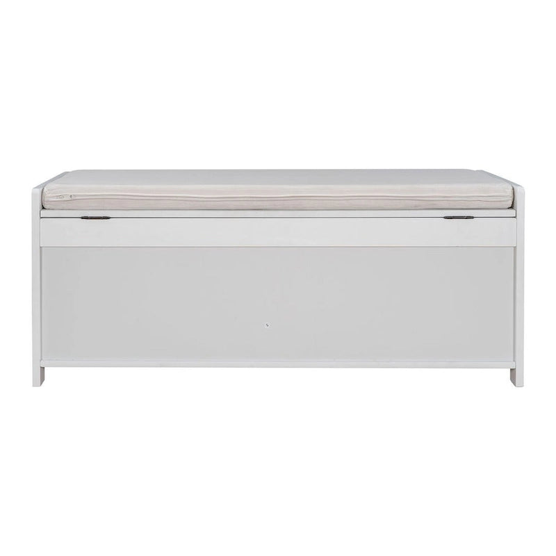 Banc à chaussures rembourré 3 portes de style rustique avec coussin amovible et espace de rangement dissimulé