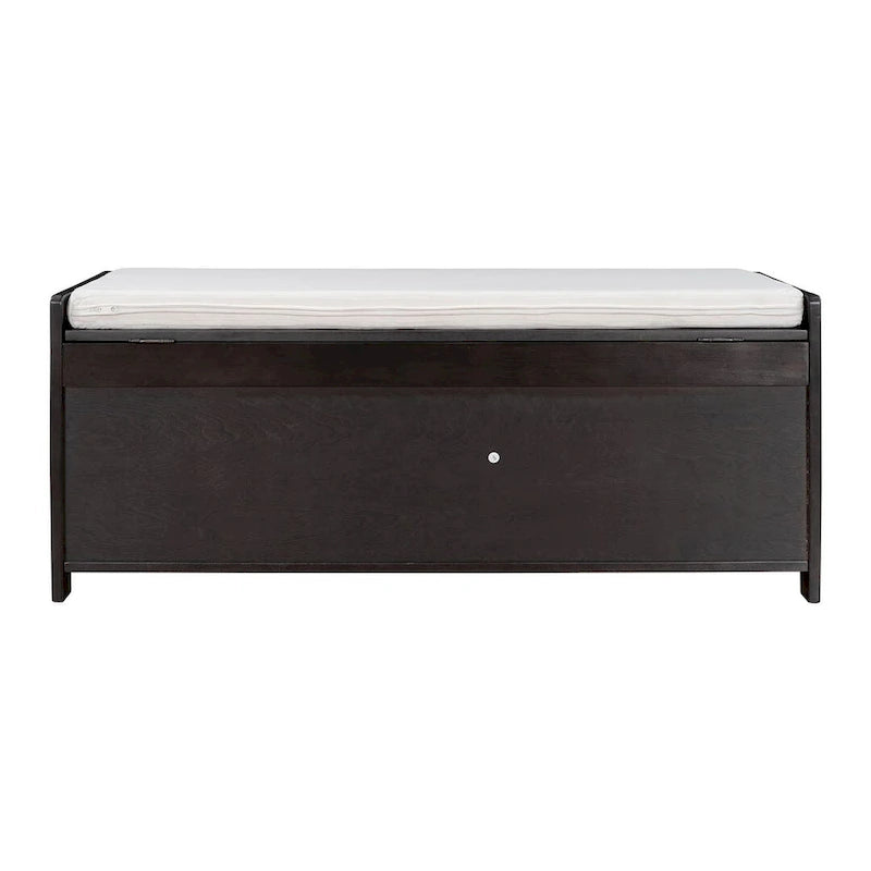 Banc à chaussures rembourré 3 portes de style rustique avec coussin amovible et espace de rangement dissimulé