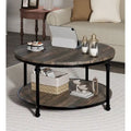 Table basse ronde de salon rustique avec étagère de rangement