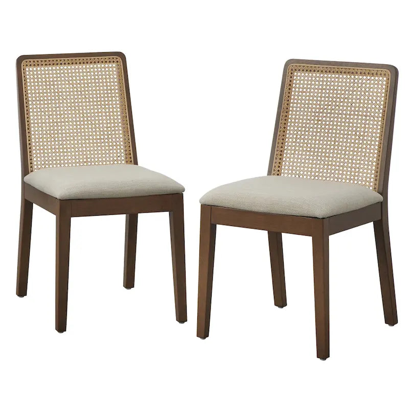 Chaises de salle à manger en bois massif et rotin Newington de Simple Living (lot de 2)