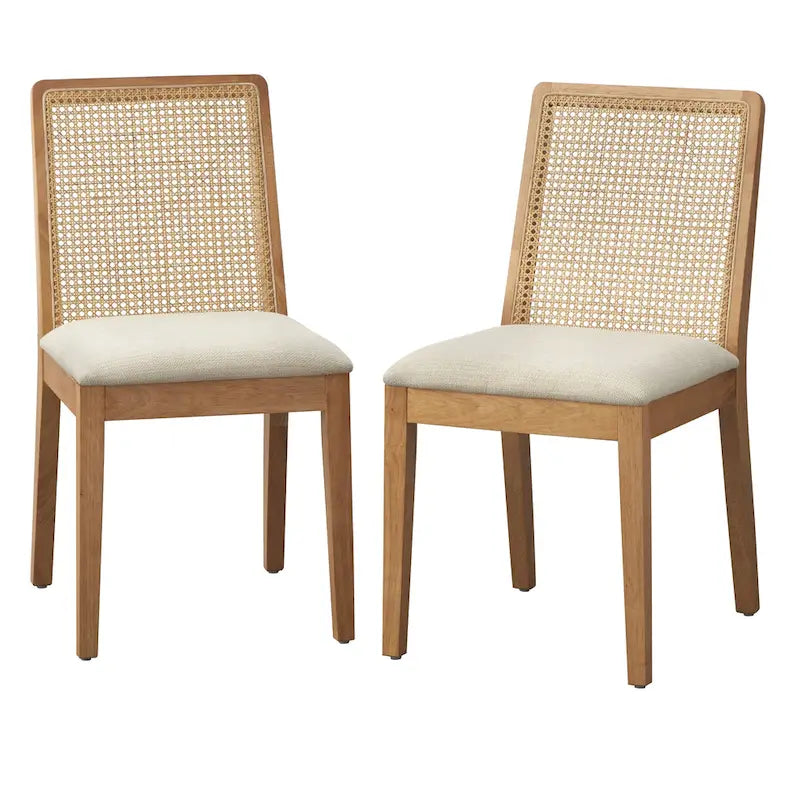 Chaises de salle à manger en bois massif et rotin Newington de Simple Living (lot de 2)