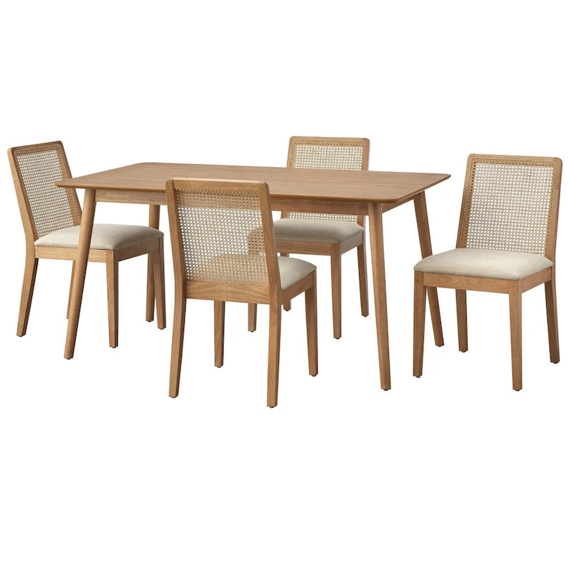 Chaises de salle à manger en bois massif et rotin Newington de Simple Living (lot de 2)