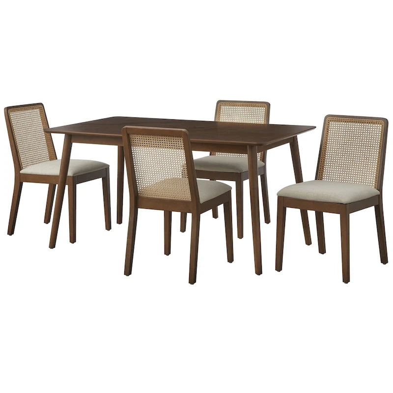 Chaises de salle à manger en bois massif et rotin Newington de Simple Living (lot de 2)
