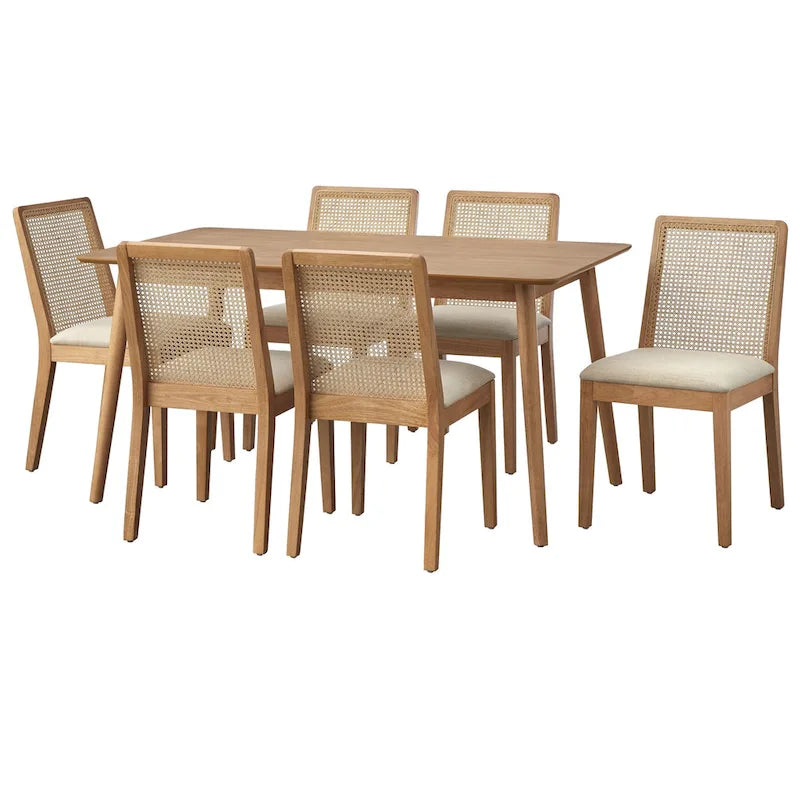 Chaises de salle à manger en bois massif et rotin Newington de Simple Living (lot de 2)