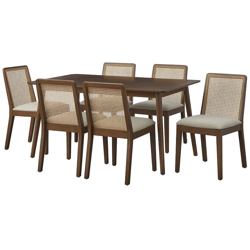 Chaises de salle à manger en bois massif et rotin Newington de Simple Living (lot de 2)