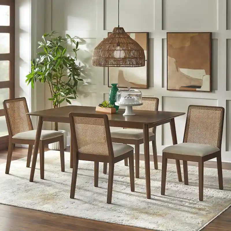 Chaises de salle à manger en bois massif et rotin Newington de Simple Living (lot de 2)