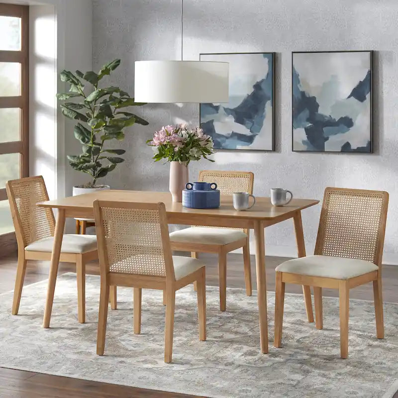 Chaises de salle à manger en bois massif et rotin Newington de Simple Living (lot de 2)