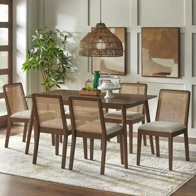 Chaises de salle à manger en bois massif et rotin Newington de Simple Living (lot de 2)