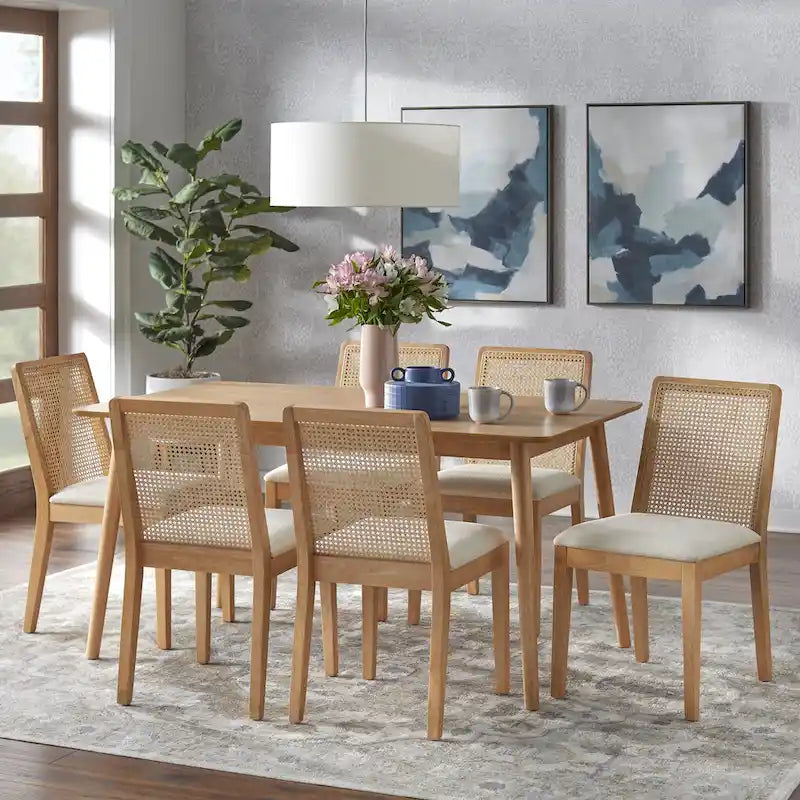 Chaises de salle à manger en bois massif et rotin Newington de Simple Living (lot de 2)