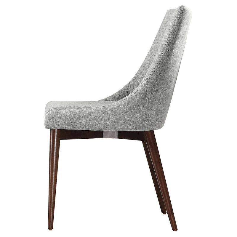 Chaises de salle à manger Sasha en tissu gris du milieu du siècle avec pieds coniques (Lot de 2) iNSPIRE Q Modern