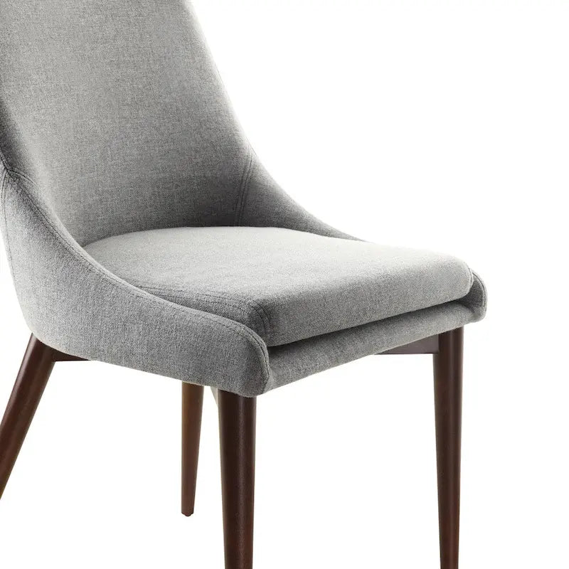 Chaises de salle à manger Sasha en tissu gris du milieu du siècle avec pieds coniques (Lot de 2) iNSPIRE Q Modern