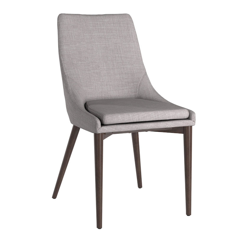 Chaises de salle à manger Sasha en tissu gris du milieu du siècle avec pieds coniques (Lot de 2) iNSPIRE Q Modern