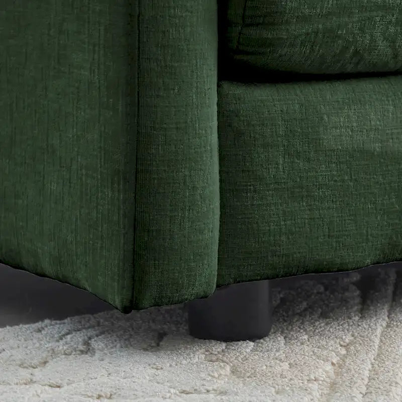 Canapé d'angle modulable en chenille 3 pièces avec pouf