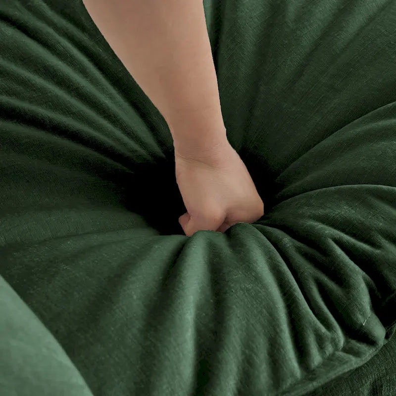 Canapé d'angle modulable en chenille 3 pièces avec pouf