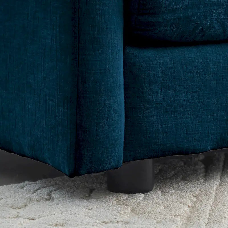 Canapé d'angle modulable en chenille 3 pièces avec pouf