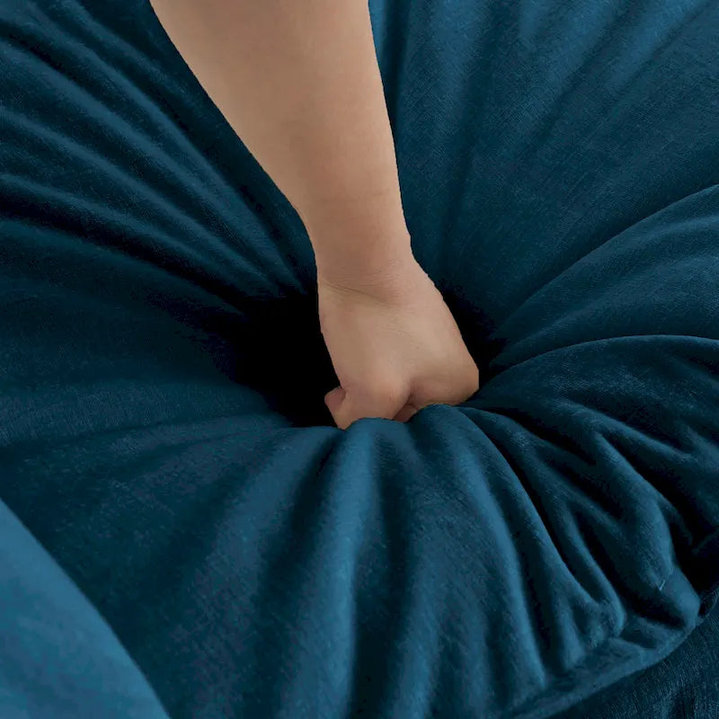 Canapé d'angle modulable en chenille 3 pièces avec pouf