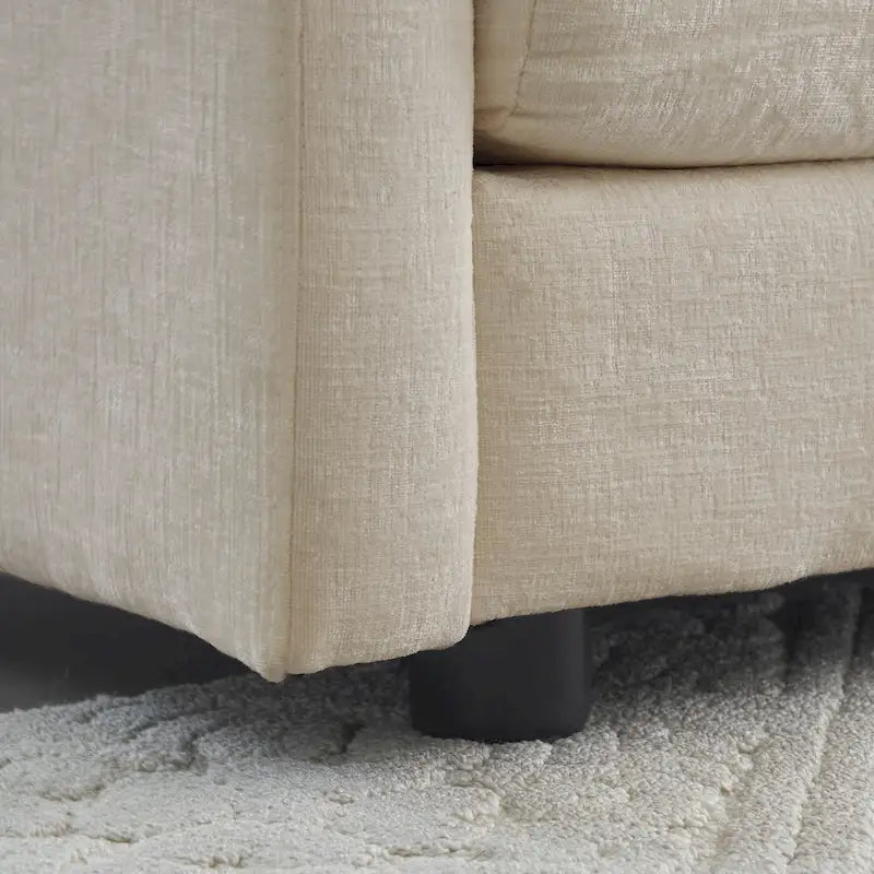 Canapé d'angle modulable en chenille 3 pièces avec pouf
