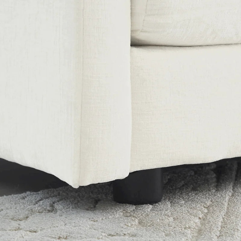 Canapé d'angle modulable en chenille 3 pièces avec pouf