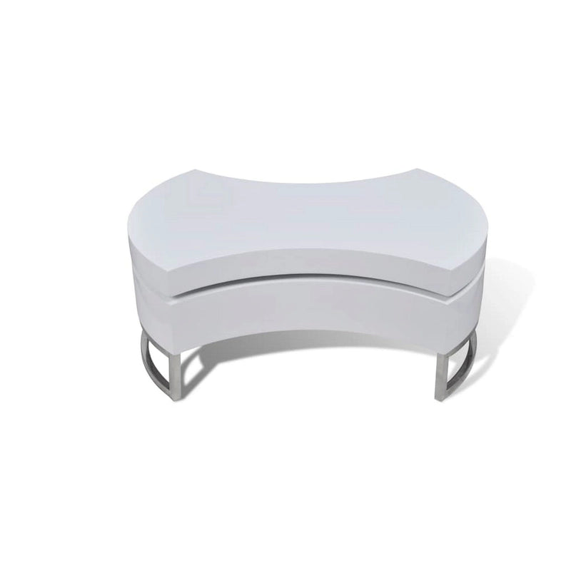 Table basse, design contemporain à rangement rotatif, 81 cm, blanche