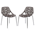 Chaise de salle à manger empilable Asbury avec pieds chromés (lot de 2) Chaise d'appoint moderne avec dossier découpé