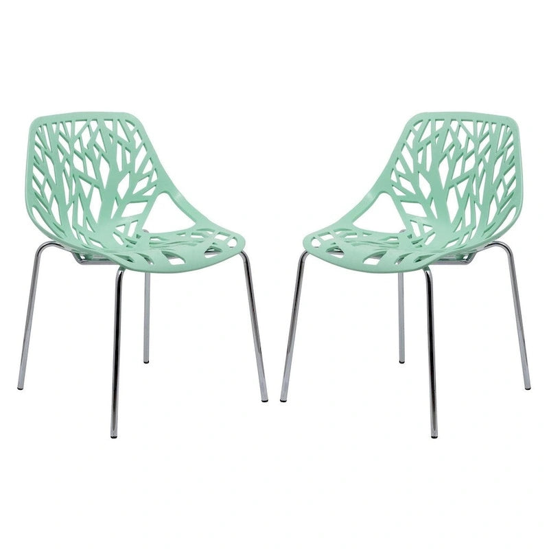 Chaise de salle à manger empilable Asbury avec pieds chromés (lot de 2) Chaise d'appoint moderne avec dossier découpé