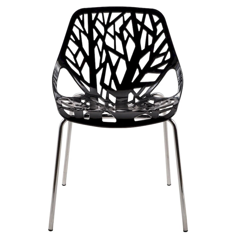 Chaise de salle à manger empilable Asbury avec pieds chromés (lot de 2) Chaise d'appoint moderne avec dossier découpé