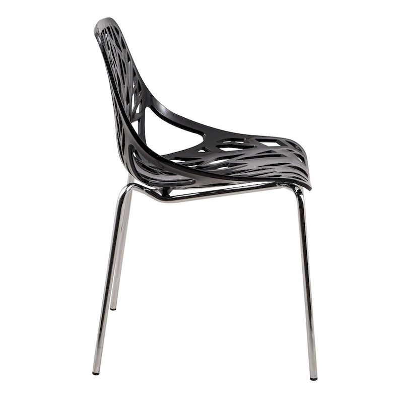 Chaise de salle à manger empilable Asbury avec pieds chromés (lot de 2) Chaise d'appoint moderne avec dossier découpé