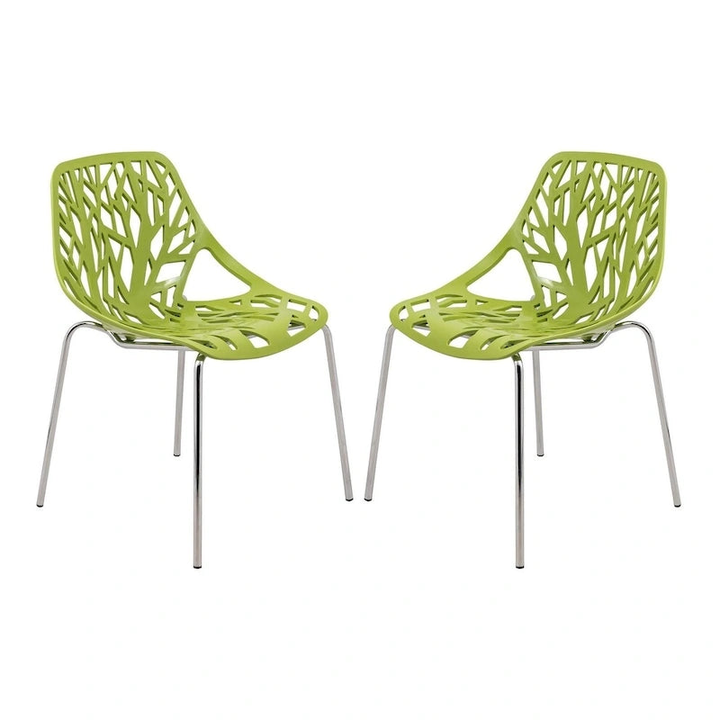 Chaise de salle à manger empilable Asbury avec pieds chromés (lot de 2) Chaise d'appoint moderne avec dossier découpé