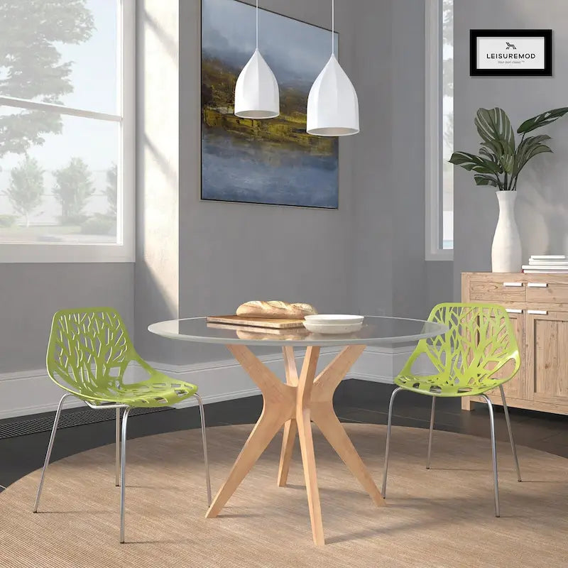 Chaise de salle à manger empilable Asbury avec pieds chromés (lot de 2) Chaise d'appoint moderne avec dossier découpé