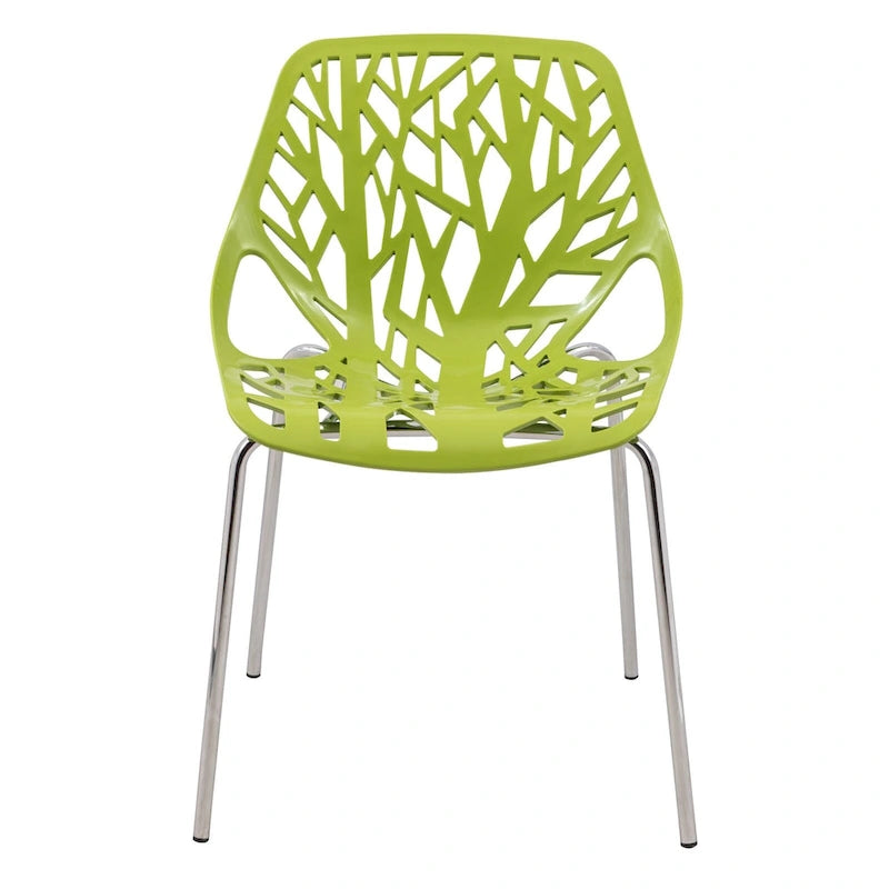 Chaise de salle à manger empilable Asbury avec pieds chromés (lot de 2) Chaise d'appoint moderne avec dossier découpé
