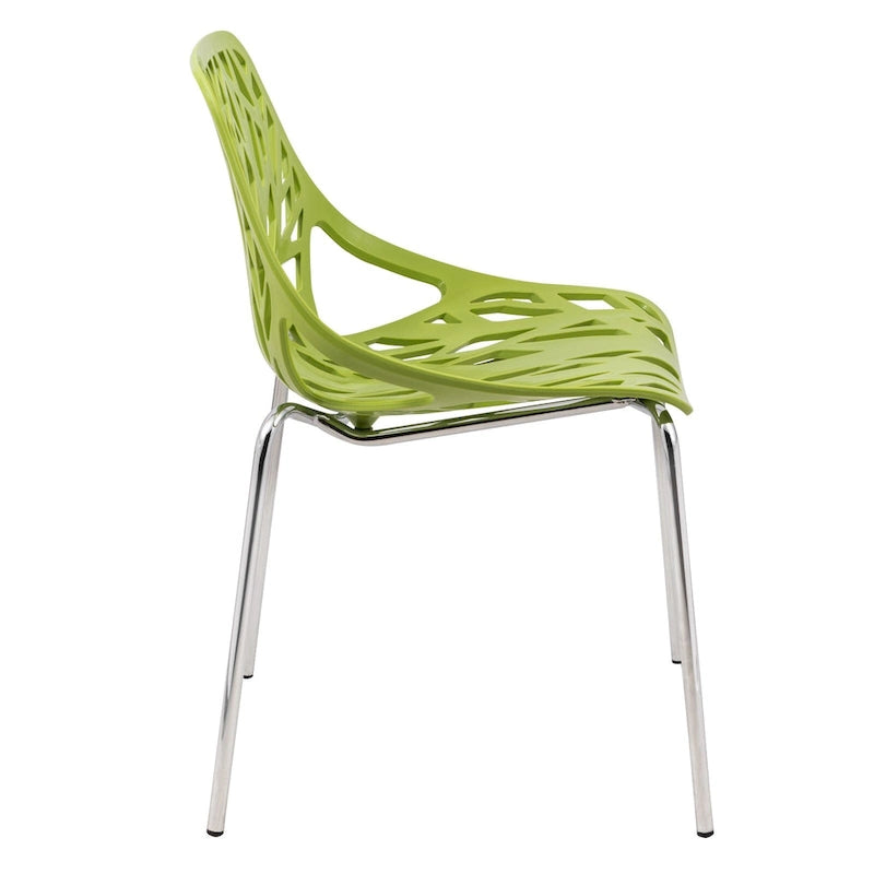 Chaise de salle à manger empilable Asbury avec pieds chromés (lot de 2) Chaise d'appoint moderne avec dossier découpé