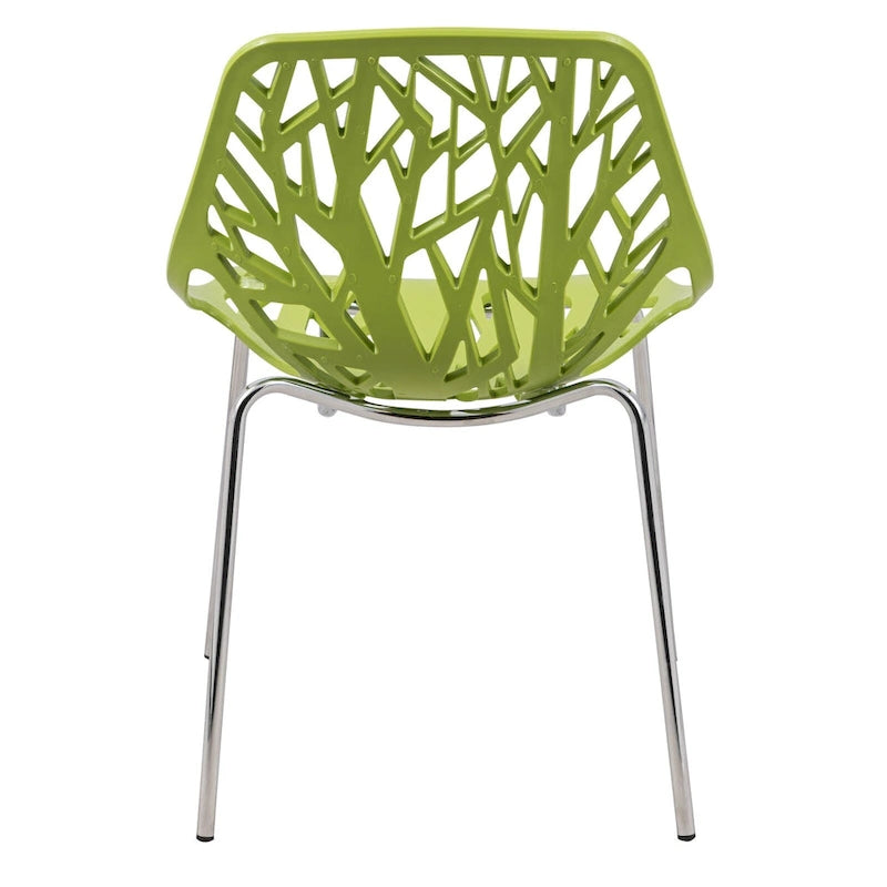 Chaise de salle à manger empilable Asbury avec pieds chromés (lot de 2) Chaise d'appoint moderne avec dossier découpé