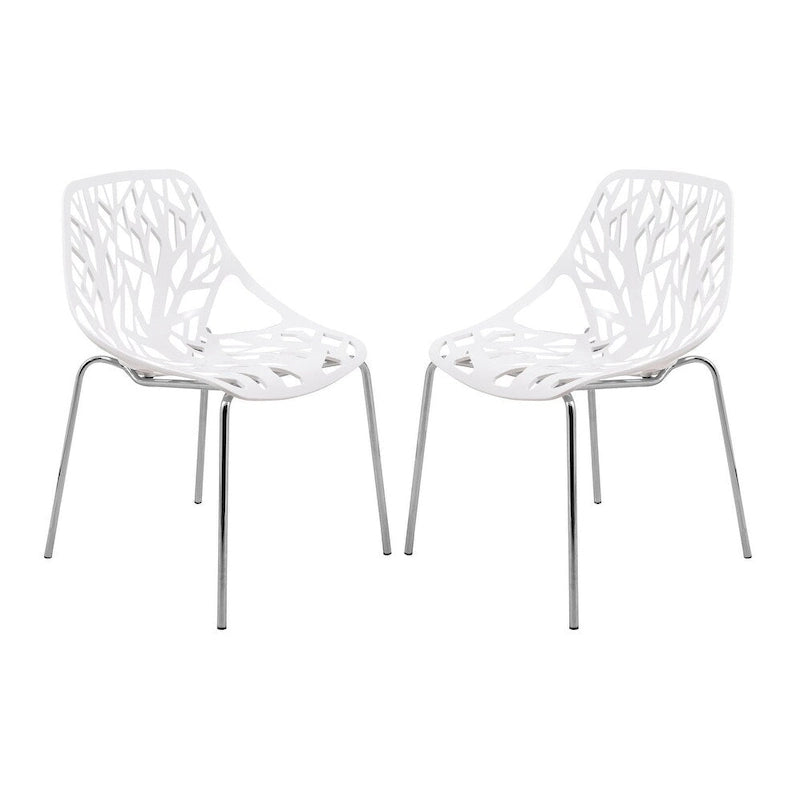 Chaise de salle à manger empilable Asbury avec pieds chromés (lot de 2) Chaise d'appoint moderne avec dossier découpé