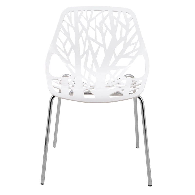 Chaise de salle à manger empilable Asbury avec pieds chromés (lot de 2) Chaise d'appoint moderne avec dossier découpé