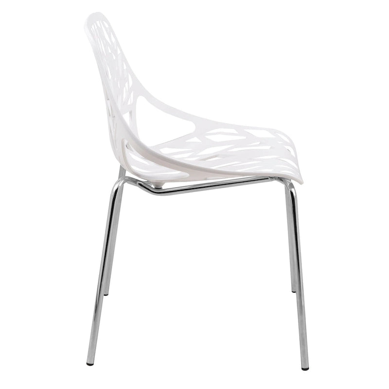 Chaise de salle à manger empilable Asbury avec pieds chromés (lot de 2) Chaise d'appoint moderne avec dossier découpé
