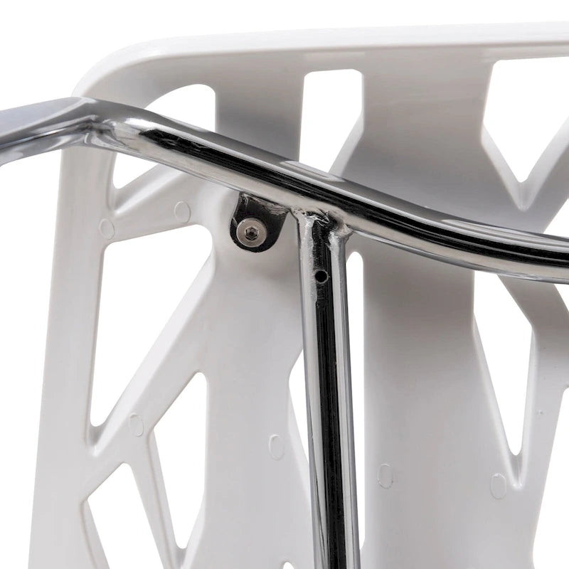 Chaise de salle à manger empilable Asbury avec pieds chromés (lot de 2) Chaise d'appoint moderne avec dossier découpé