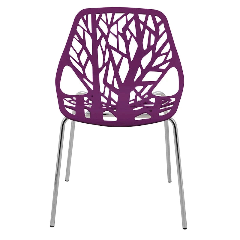 Chaise de salle à manger empilable Asbury avec pieds chromés (lot de 2) Chaise d'appoint moderne avec dossier découpé