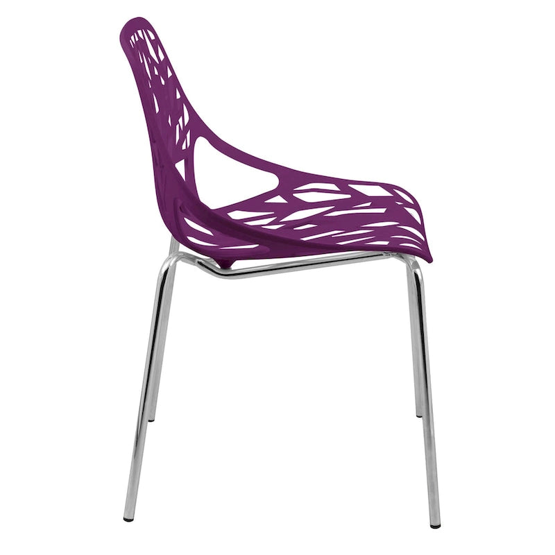 Chaise de salle à manger empilable Asbury avec pieds chromés (lot de 2) Chaise d'appoint moderne avec dossier découpé